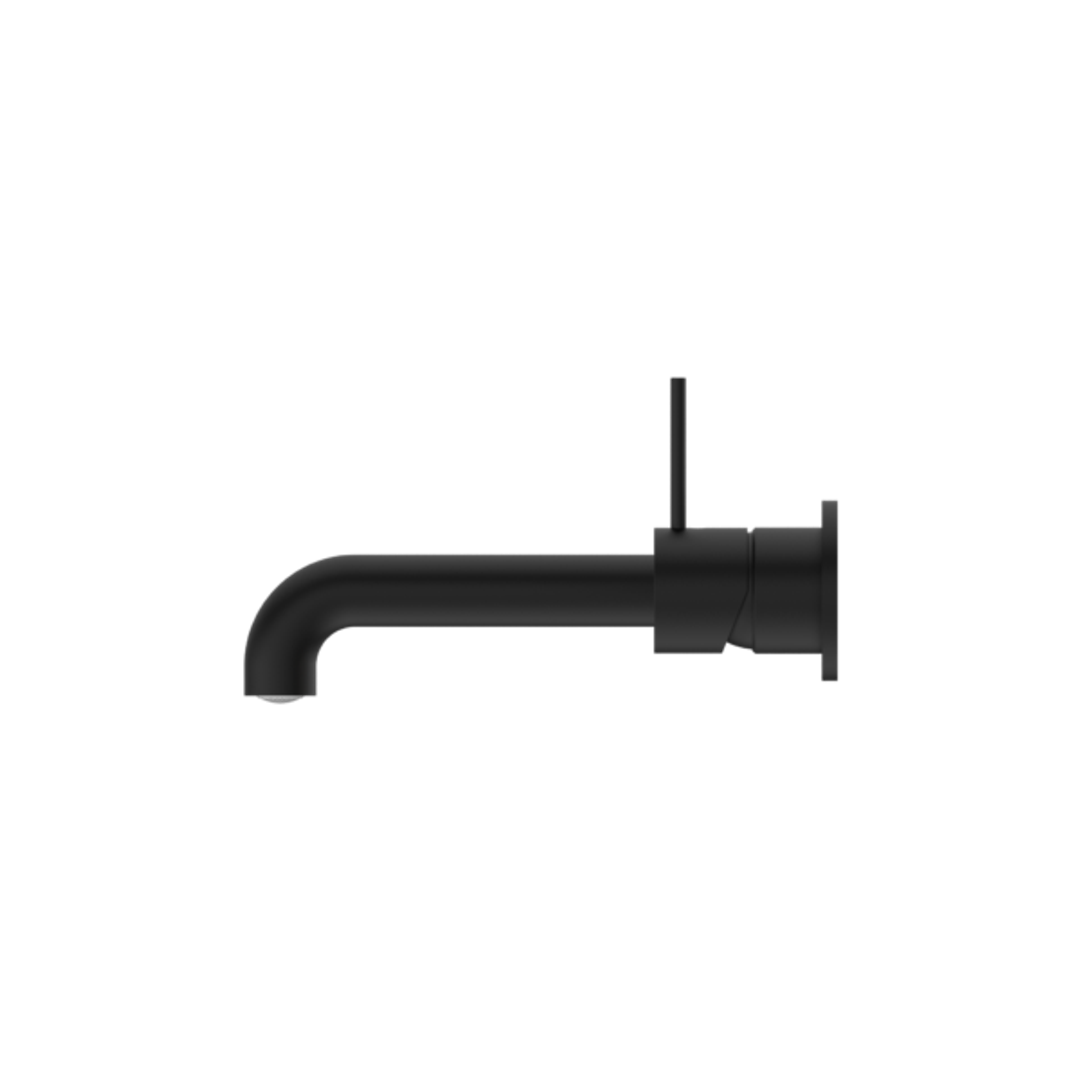Mecca Wall Basin Nero Mixer Separate Back Plate Handle Up 185mm Spout - Matt Black