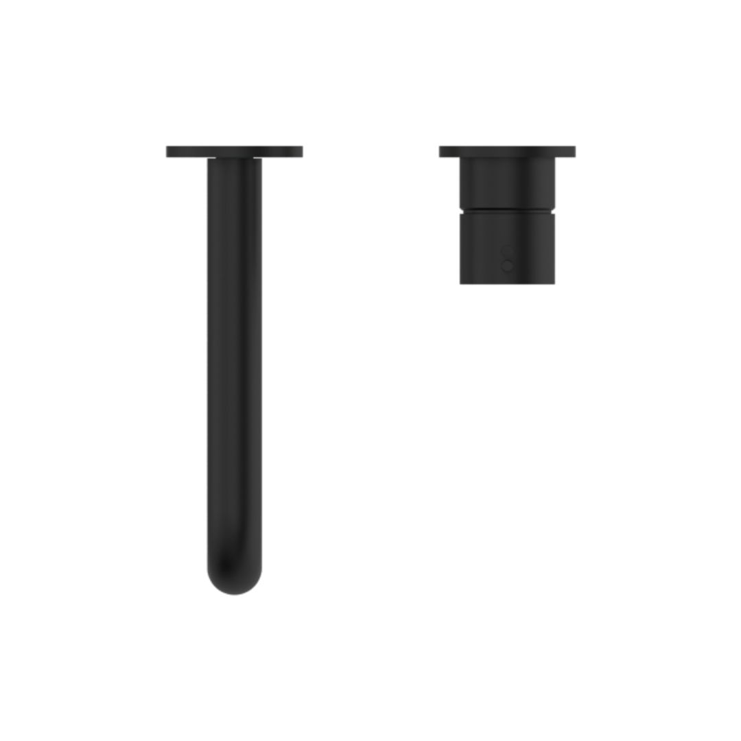 Mecca Wall Basin Nero Mixer Separate Back Plate Handle Up 160mm Spout - Matt Black