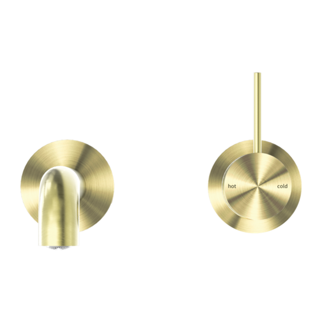 Mecca Wall Basin Nero Mixer Separate Back Plate Handle Up 230mm Spout - Brushed Gold