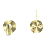 Mecca Wall Basin Nero Mixer Separate Back Plate Handle Up 185mm Spout - Brushed Gold