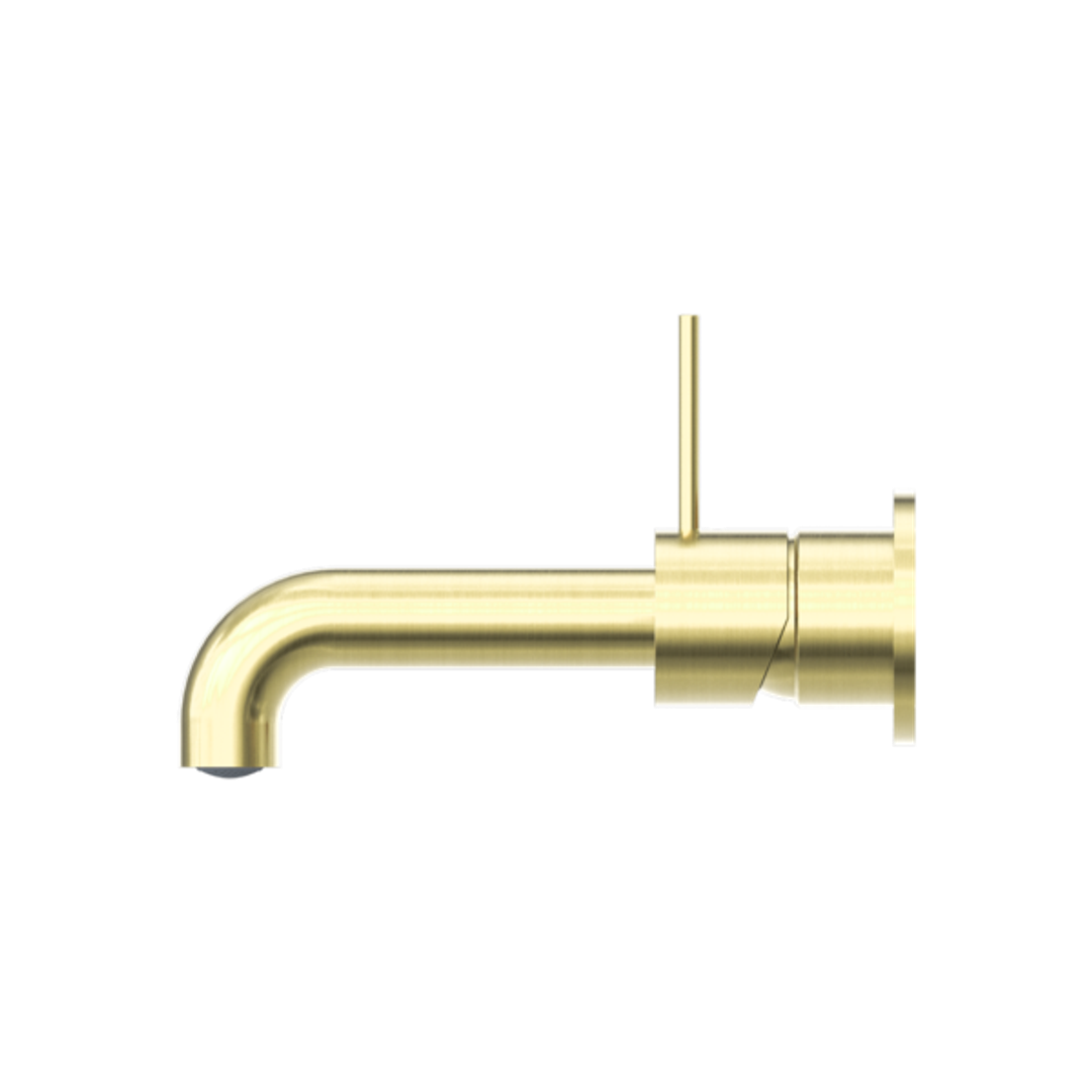 Mecca Wall Basin Nero Mixer Separate Back Plate Handle Up 185mm Spout - Brushed Gold