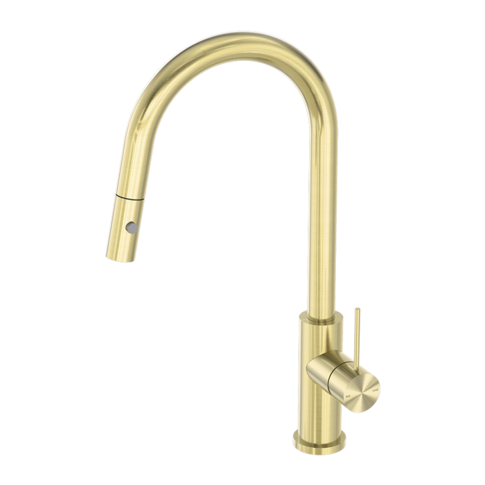 Nero Mecca Pull Out Sink Mixer With Vegie Spray Brushed Gold