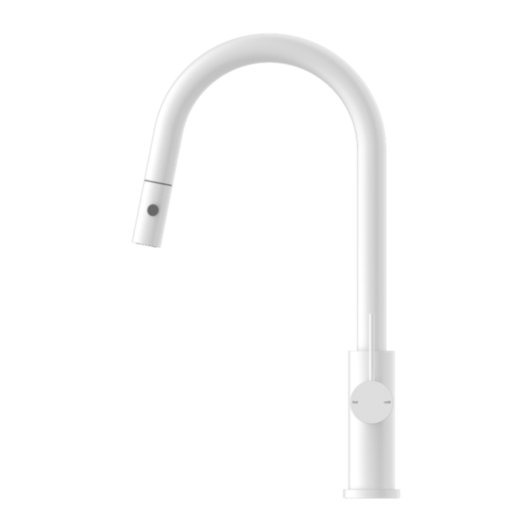 Mecca Pull Out Sink Nero Mixer With Vegie Spray Function - Matt White