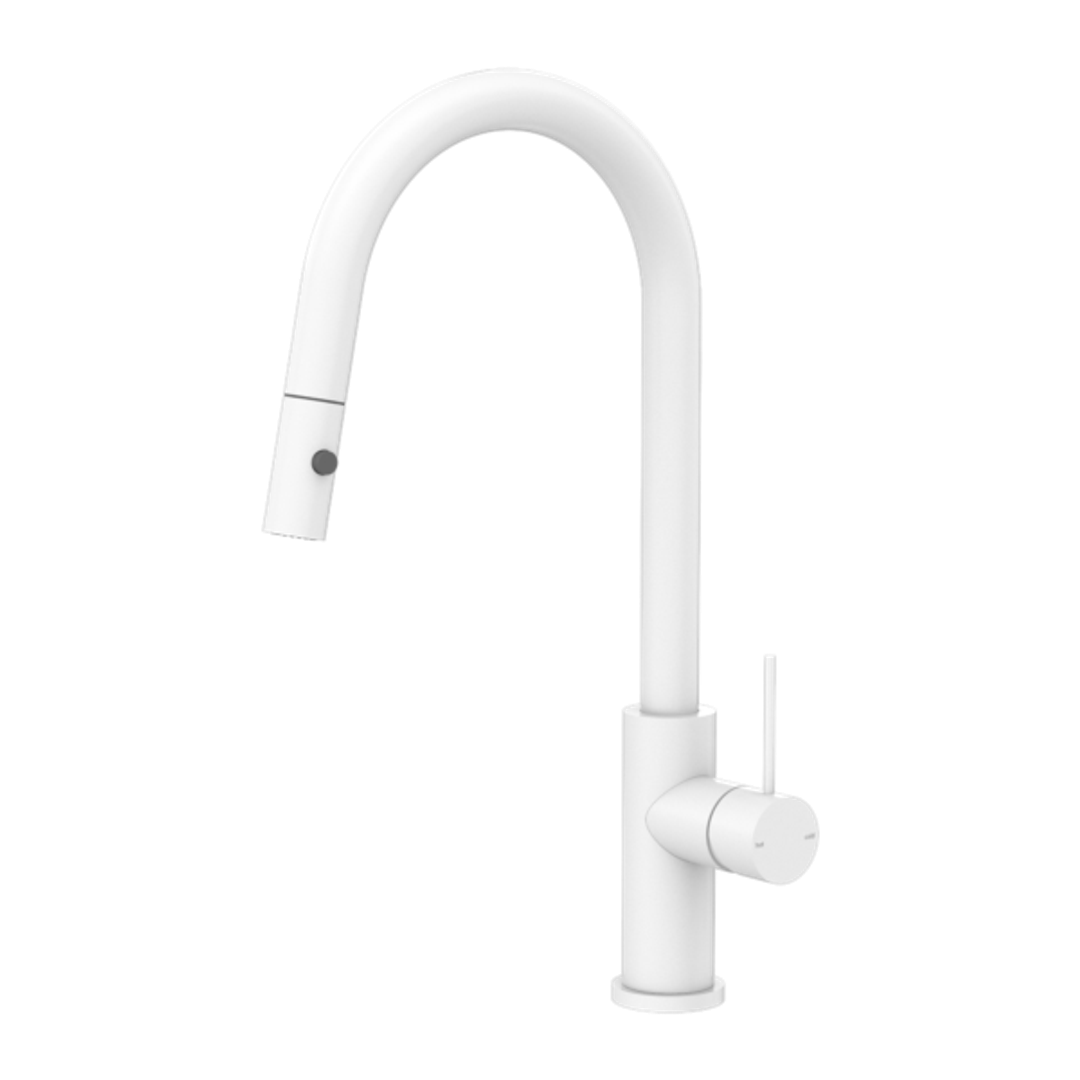 Nero Mecca Pull Out Sink Mixer With Vegie Spray Function - Matte White Nr221908Mw