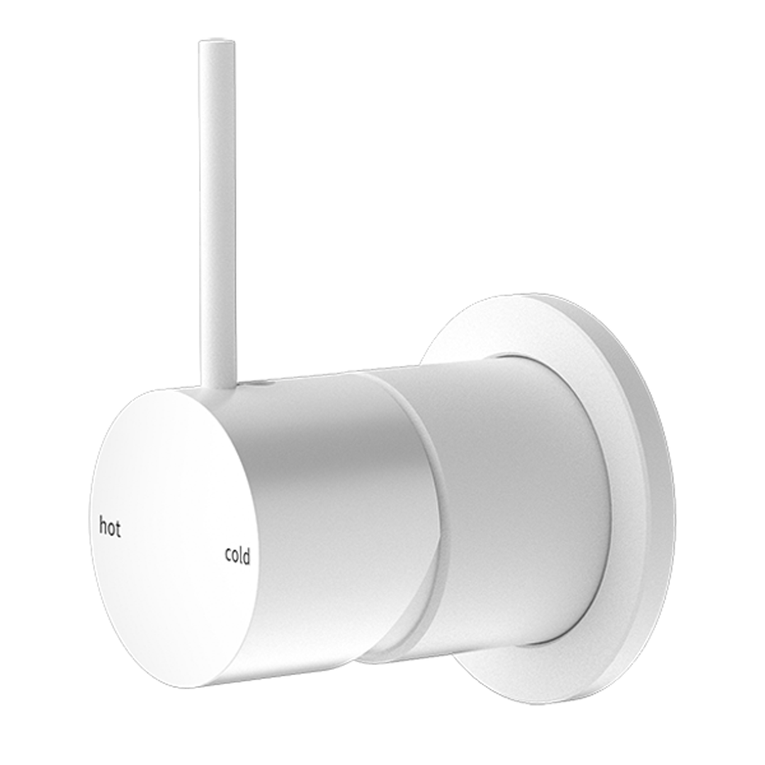 Nero Mecca Shower Mixer 60mm Handle Up Plate - Matte White Nr221911Jmw