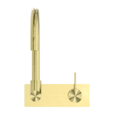 Mecca Wall Basin/Bath Nero Mixer Swivel Spout Handle Up - Brushed Gold