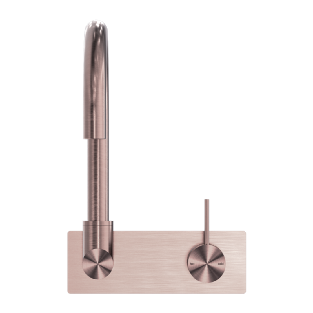 Mecca Wall Basin/Bath Nero Mixer Swivel Spout Handle Up - Brushed Bronze