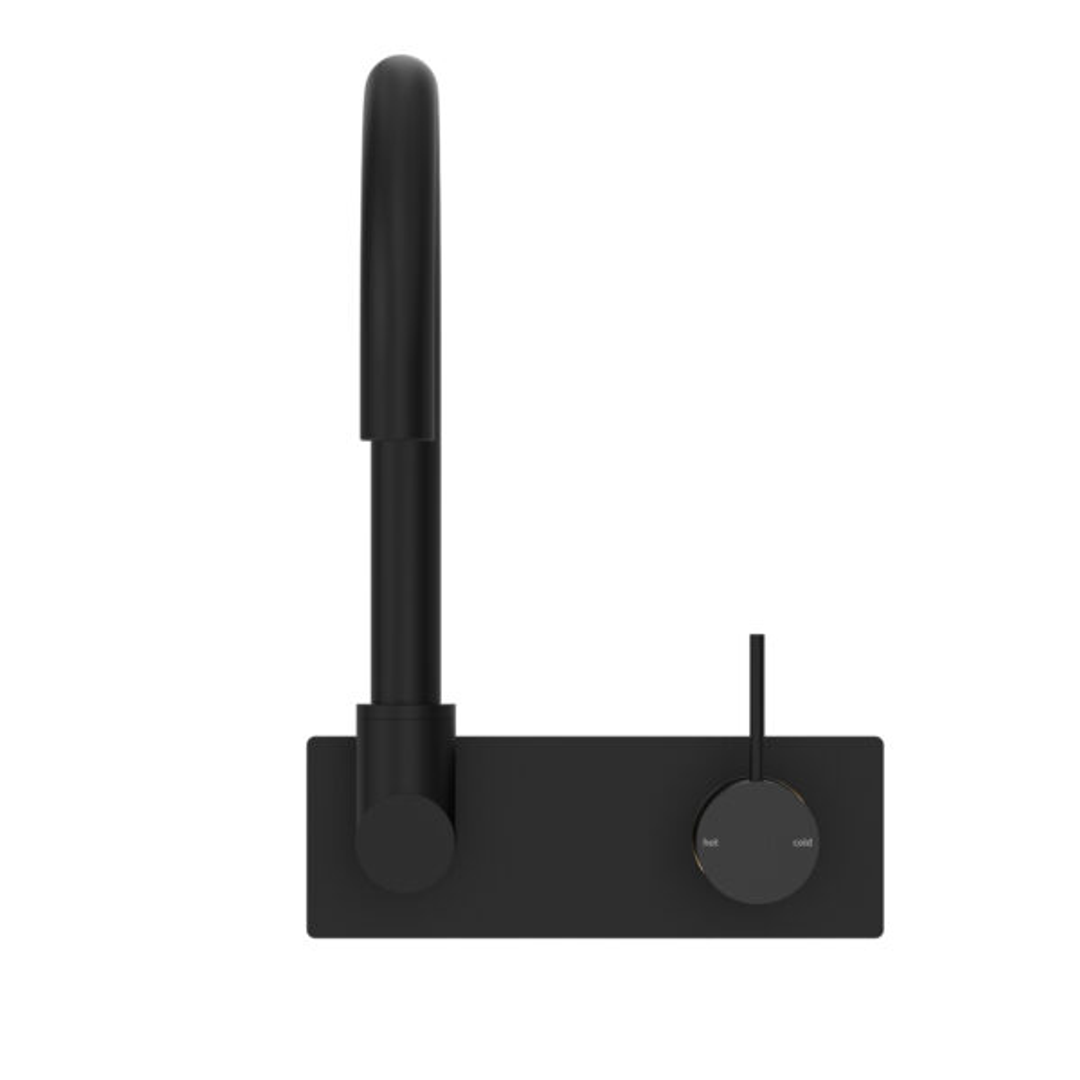 Mecca Wall Basin/Bath Nero Mixer Swivel Spout Handle Up - Matt Black
