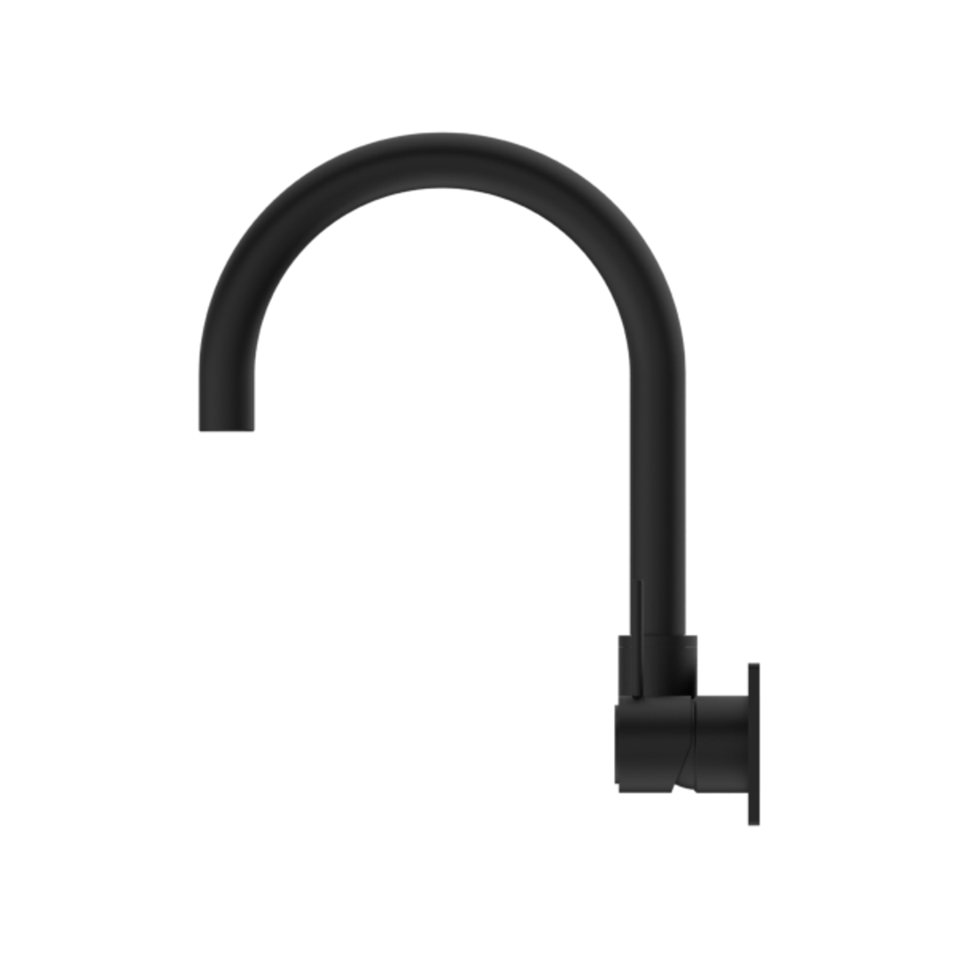 Mecca Wall Basin/Bath Nero Mixer Swivel Spout Handle Up - Matt Black