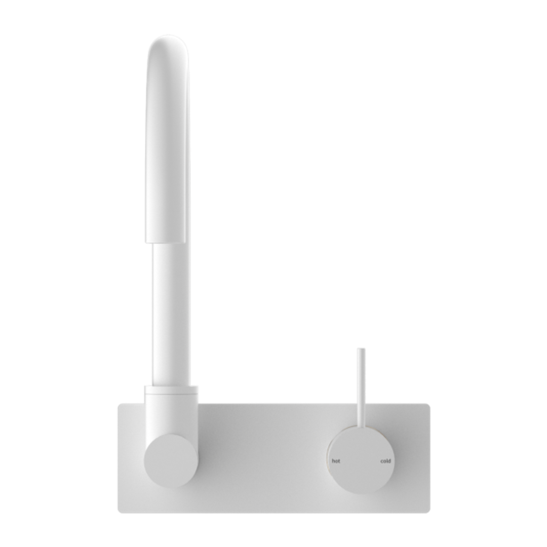 Mecca Wall Basin/Bath Nero Mixer Swivel Spout Handle Up - Matt White