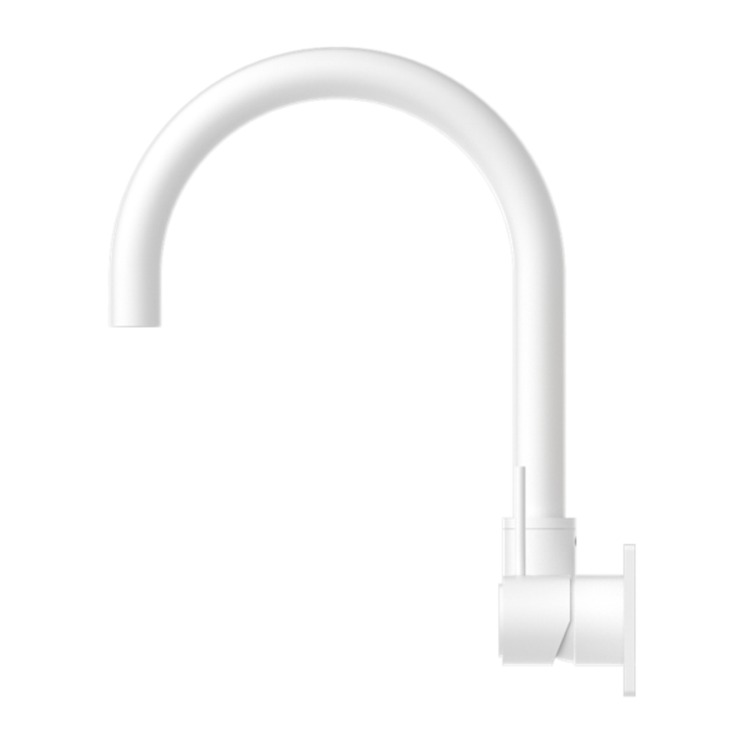 Mecca Wall Basin/Bath Nero Mixer Swivel Spout Handle Up - Matt White