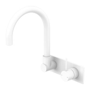 Nero Mecca Wall Basin/Bath Mixer Swivel Spout Handle Up - Matt White