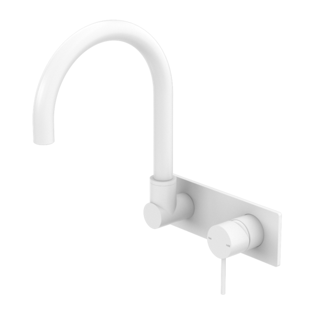 Nero Mecca Wall Basin/Bath Mixer Swivel Spout - Matt White