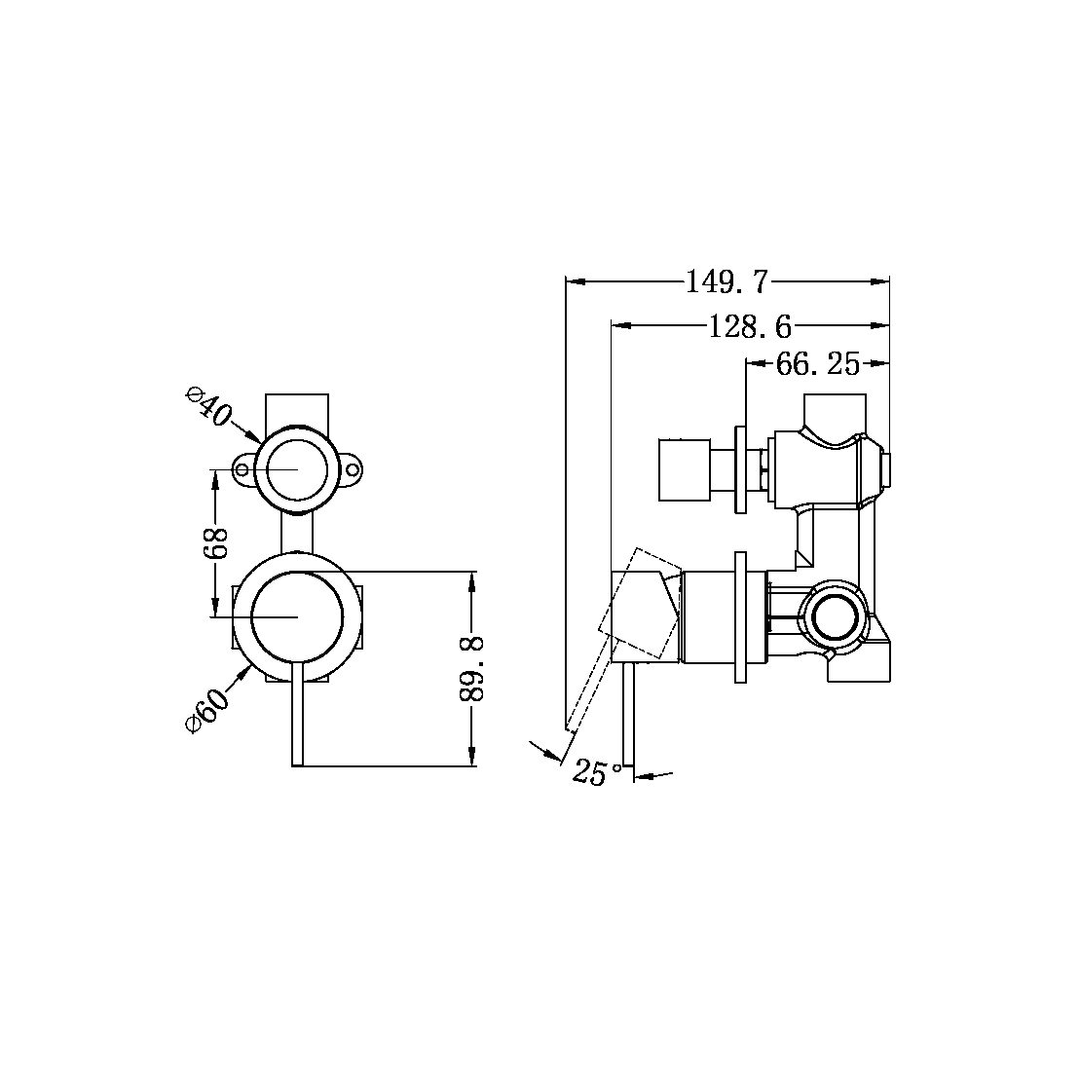 Mecca Shower Nero Mixer With Divertor Separate Back Plate - Gunmetal