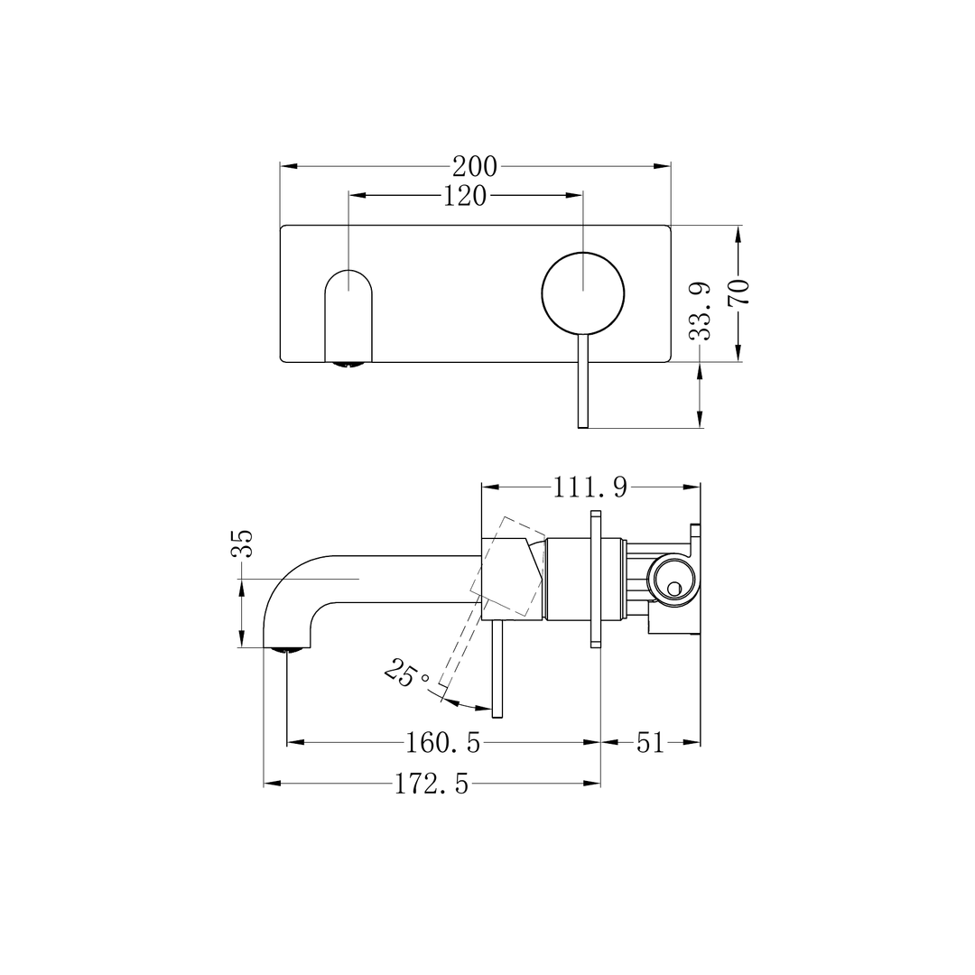 Mecca Wall Basin Nero Mixer 160mm Spout^- Brushed Bronze