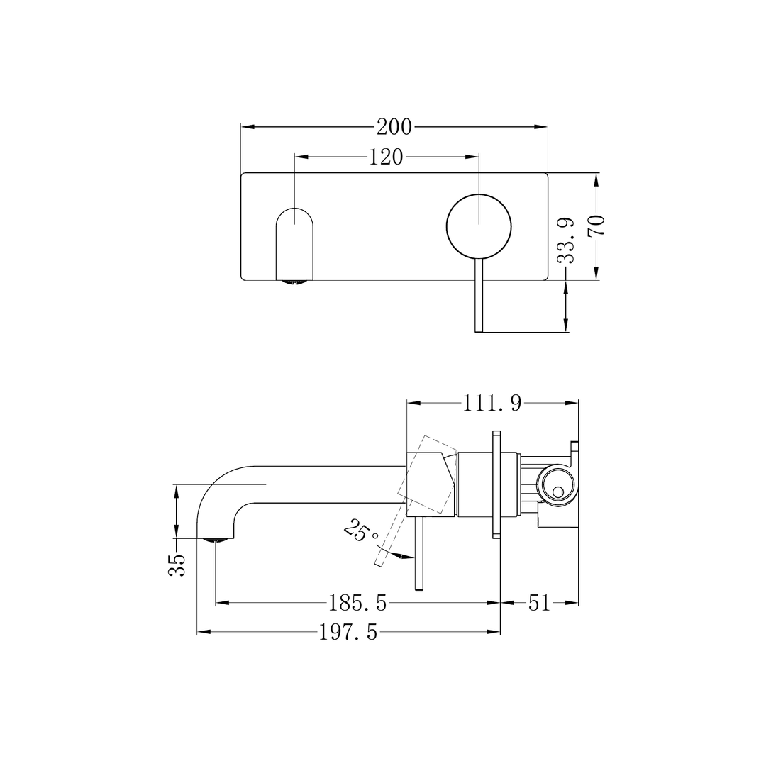 Mecca Wall Basin Nero Mixer 185mm Spout - Matt Black