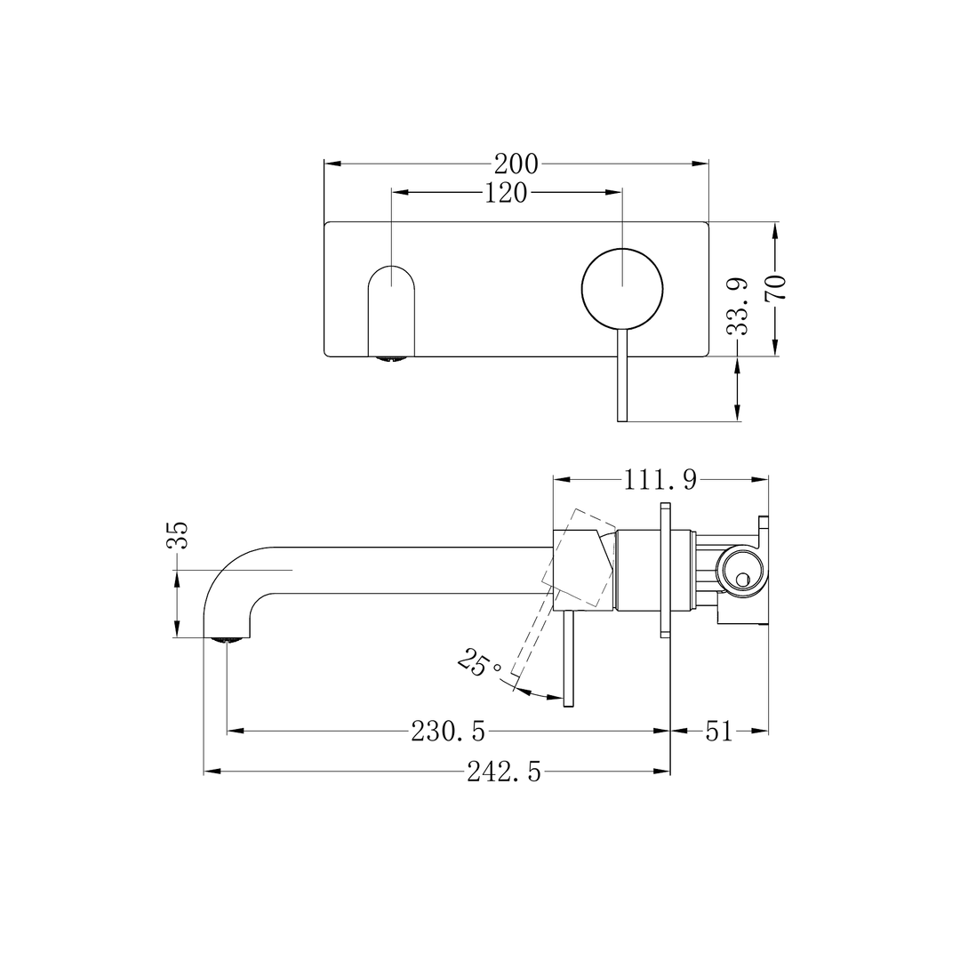 Mecca Wall Basin Nero Mixer 230mm Spout - Brushed Nickel