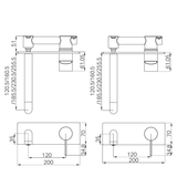 Mecca Wall Basin/Bath Nero Mixer 185mm Trim Kits Only - Brushed Bronze