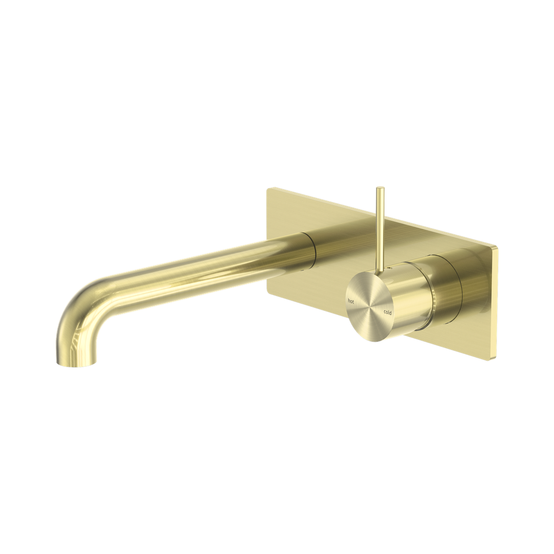 Nero Mecca Wall Basin/Bath Mixer Handle Up 120Mm - Brushed Gold