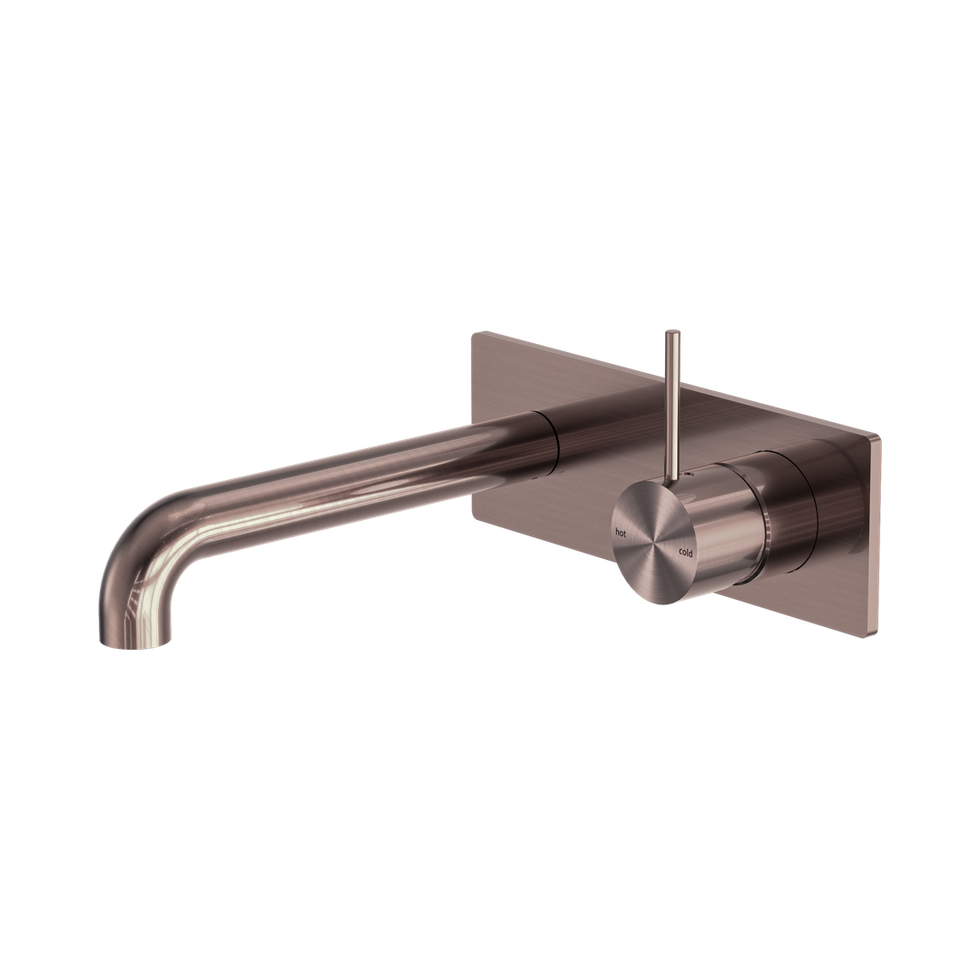 Nero Mecca Wall Basin/Bath Mixer Handle Up 120Mm - Brushed Bronze