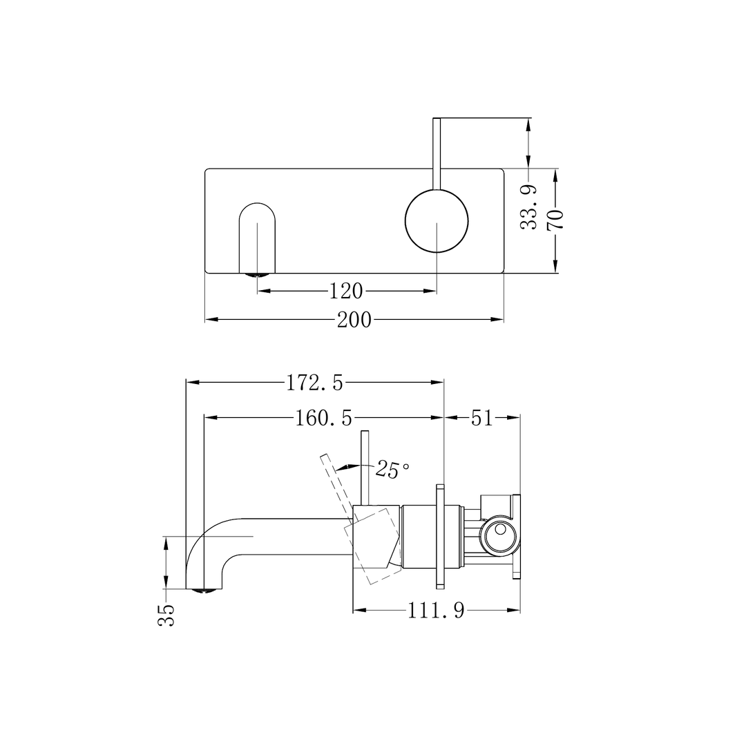 Mecca Wall Basin Nero Mixer Handle Up 160mm Spout - Matt Black