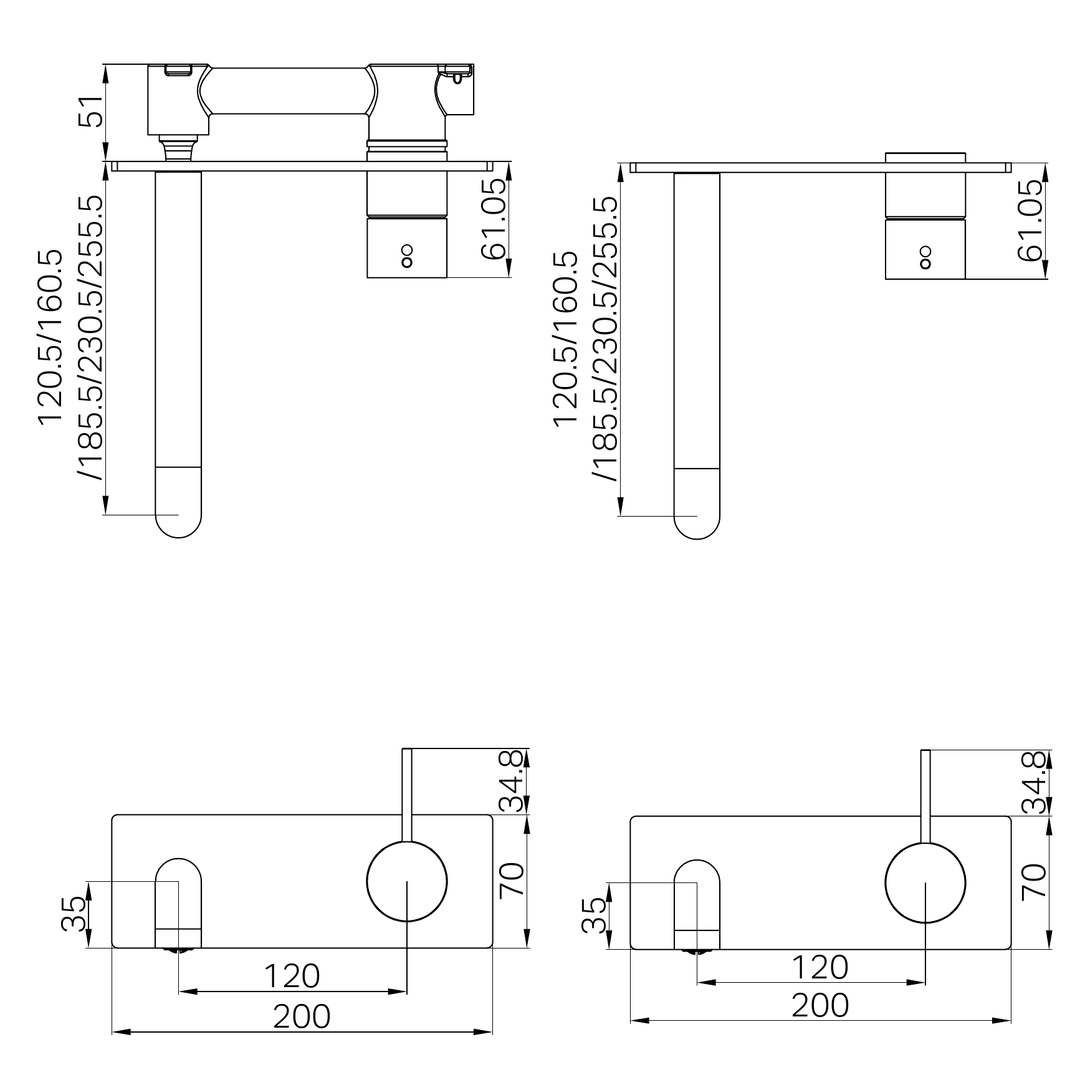Nero Mecca Wall Basin/Bath Mixer Handle Up 185Mm Trim Kits Only - Brushed Bronze