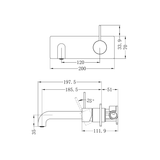 Mecca Wall Basin Nero Mixer Handle Up 185mm Spout - Chrome