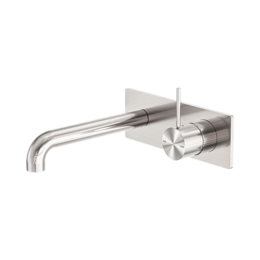 Nero Mecca Wall Basin/Bath Mixer Handle Up 260Mm - Brushed Nickel