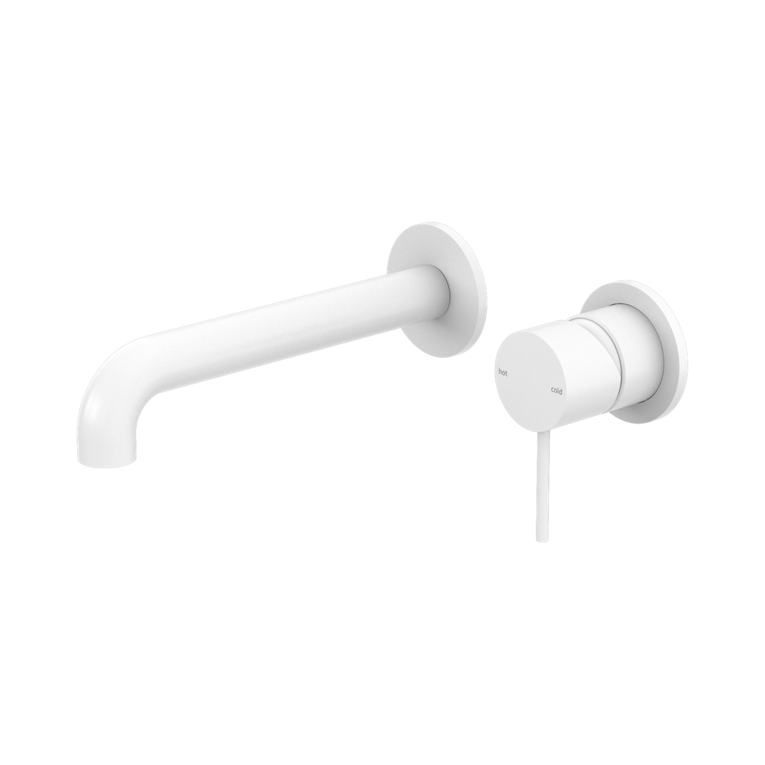 Nero Mecca Wall Basin/Bath Mixer Separate Back Plate 230Mm - Matte White