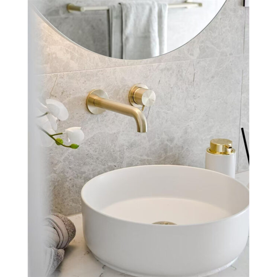 Mecca Wall Basin Nero Mixer Separate Back Plate 230mm Spout - Brushed Gold