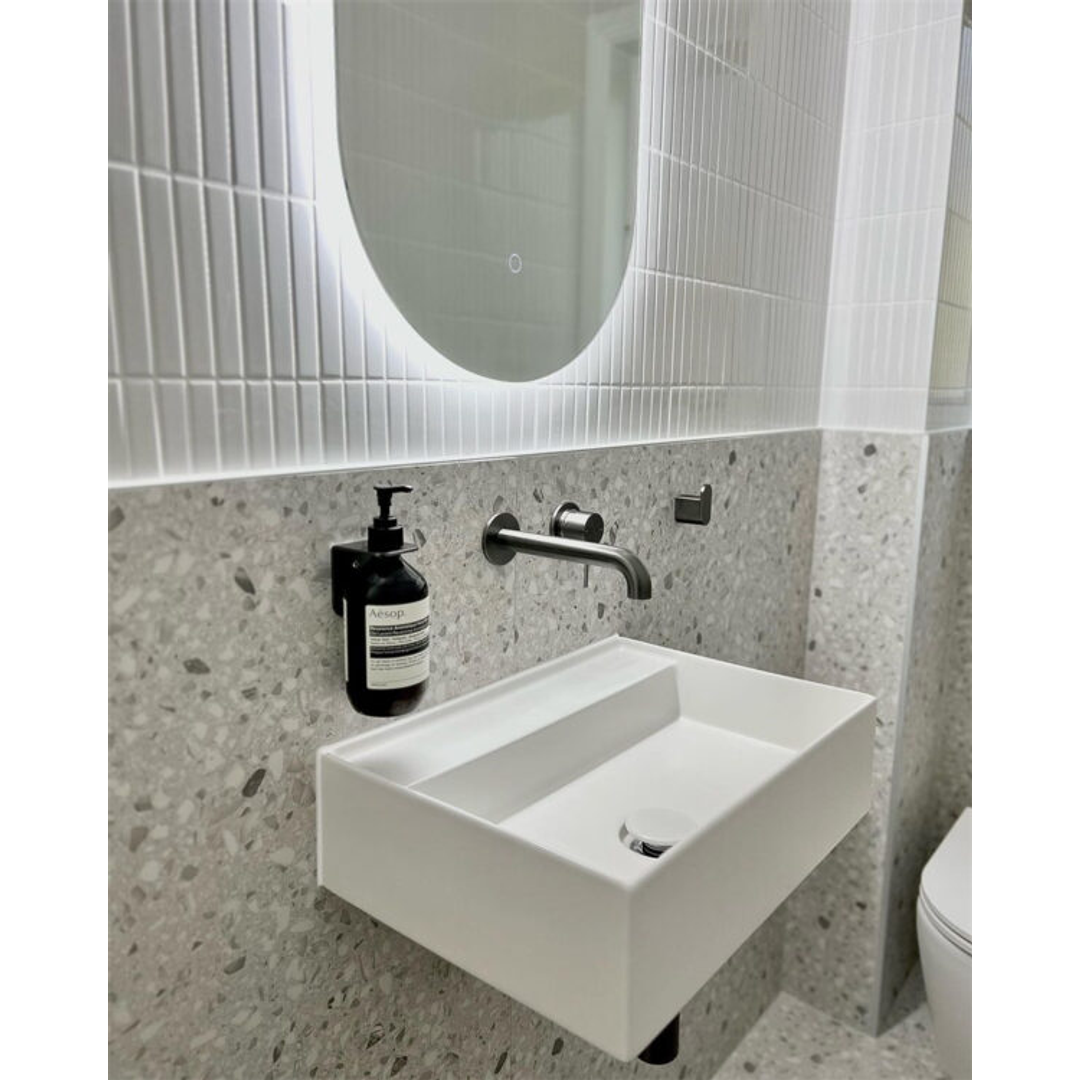 Mecca Wall Basin Nero Mixer Separate Back Plate 185mm Spout - Gun Metal