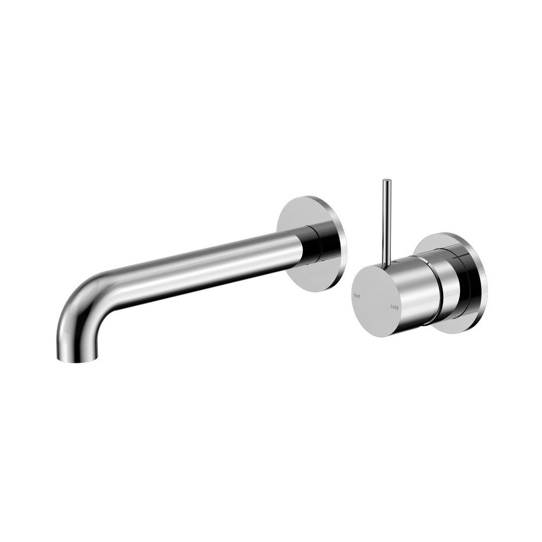 Nero Mecca Wall Basin/Bath Mixer Separate Back Plate Handle Up 120Mm - Chrome