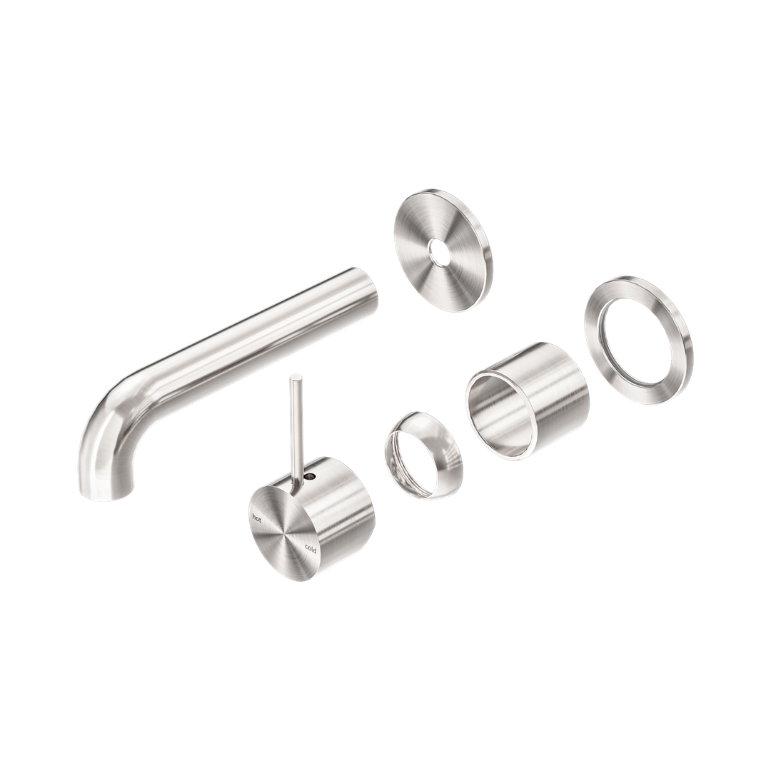 Nero Mecca Wall Basin/Bath Mixer Sep. Back Plate Handle Up 120Mm Trim Kit Only - Brushed Nickel