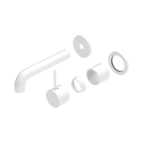 Nero Mecca Wall Basin/Bath Mixer Sep. Back Plate Handle Up 120Mm Trim Kit Only - Matte White