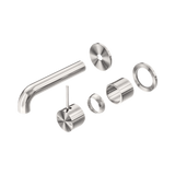 Nero Mecca Wall Basin/Bath Mixer Sep. Back Plate Handle Up 160Mm Trim Kit Only - Brushed Nickel