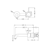 Mecca Wall Basin Nero Mixer Separate Back Plate H/Up 185mm Spout M/- White
