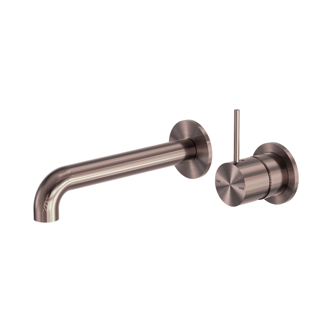 Nero Mecca Wall Basin/Bath Mixer Separate Back Plate Handle Up 230Mm - Brushed Bronze