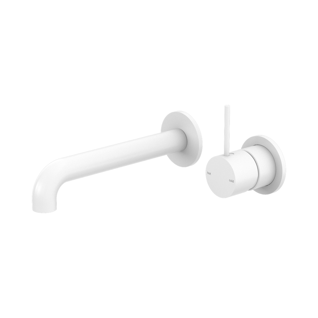 Nero Mecca Wall Basin/Bath Mixer Separate Back Plate Handle Up 230Mm - Matte White