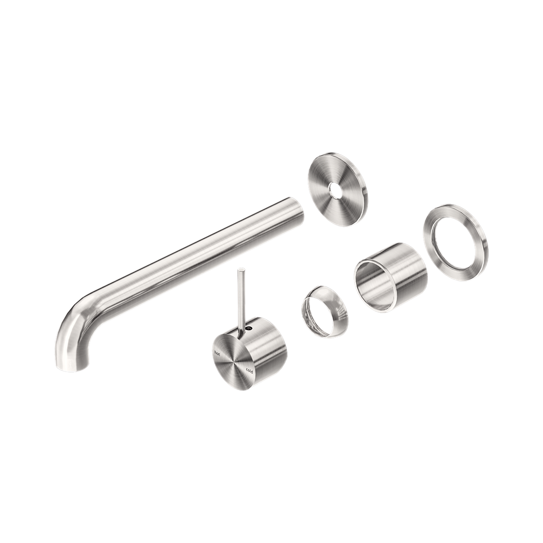 Nero Mecca Wall Basin/Bath Mixer Sep. Back Plate Handle Up 230Mm Trim Kit Only - Brushed Nickel