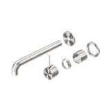 Nero Mecca Wall Basin/Bath Mixer Sep. Back Plate Handle Up 230Mm Trim Kit Only - Brushed Nickel