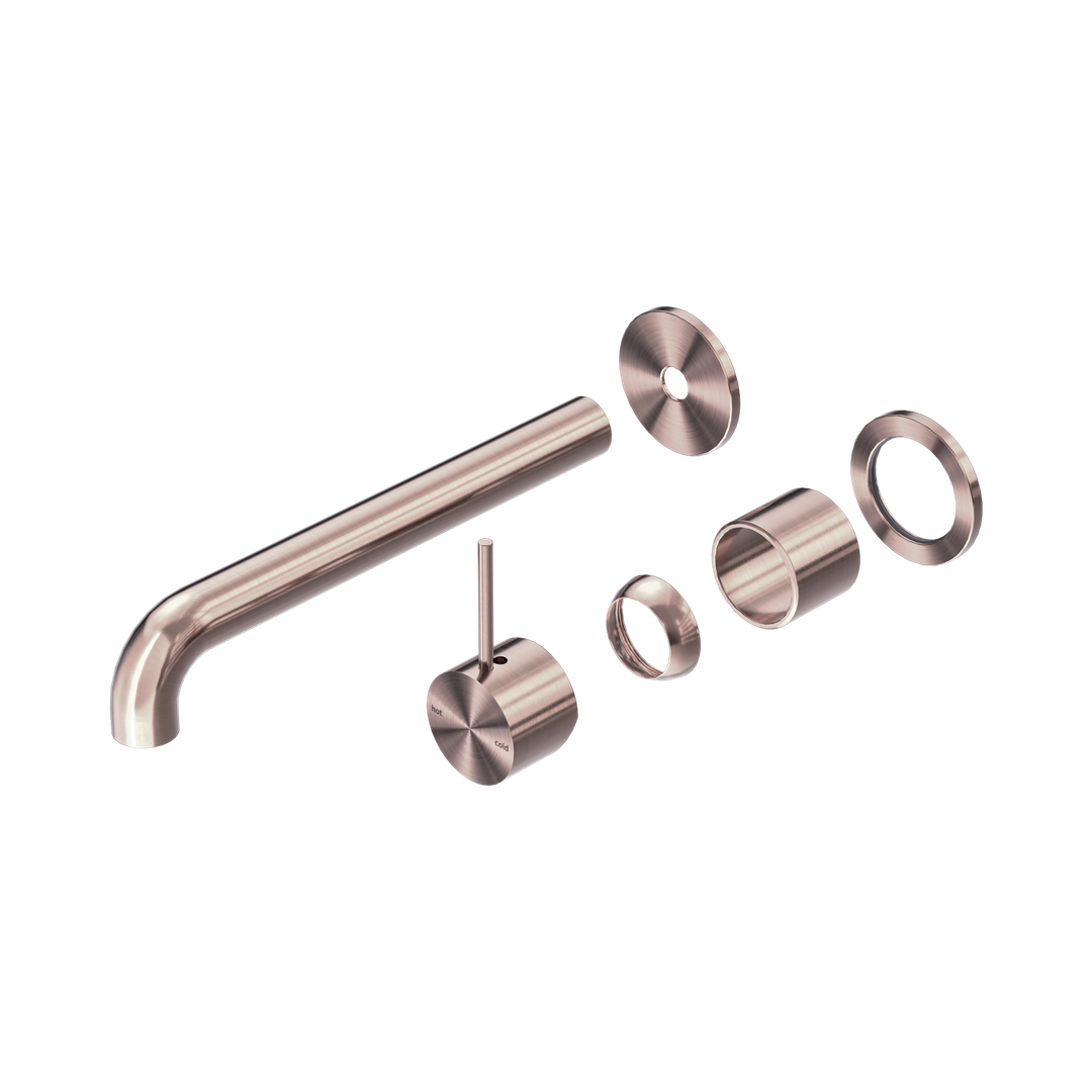 Nero Mecca Wall Basin/Bath Mixer Sep. Back Plate Handle Up 230Mm Trim Kit Only - Brushed Bronze
