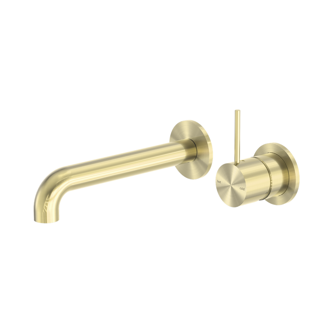 Nero Mecca Wall Basin/Bath Mixer Separate Back Plate Handle Up 260Mm - Brushed Gold