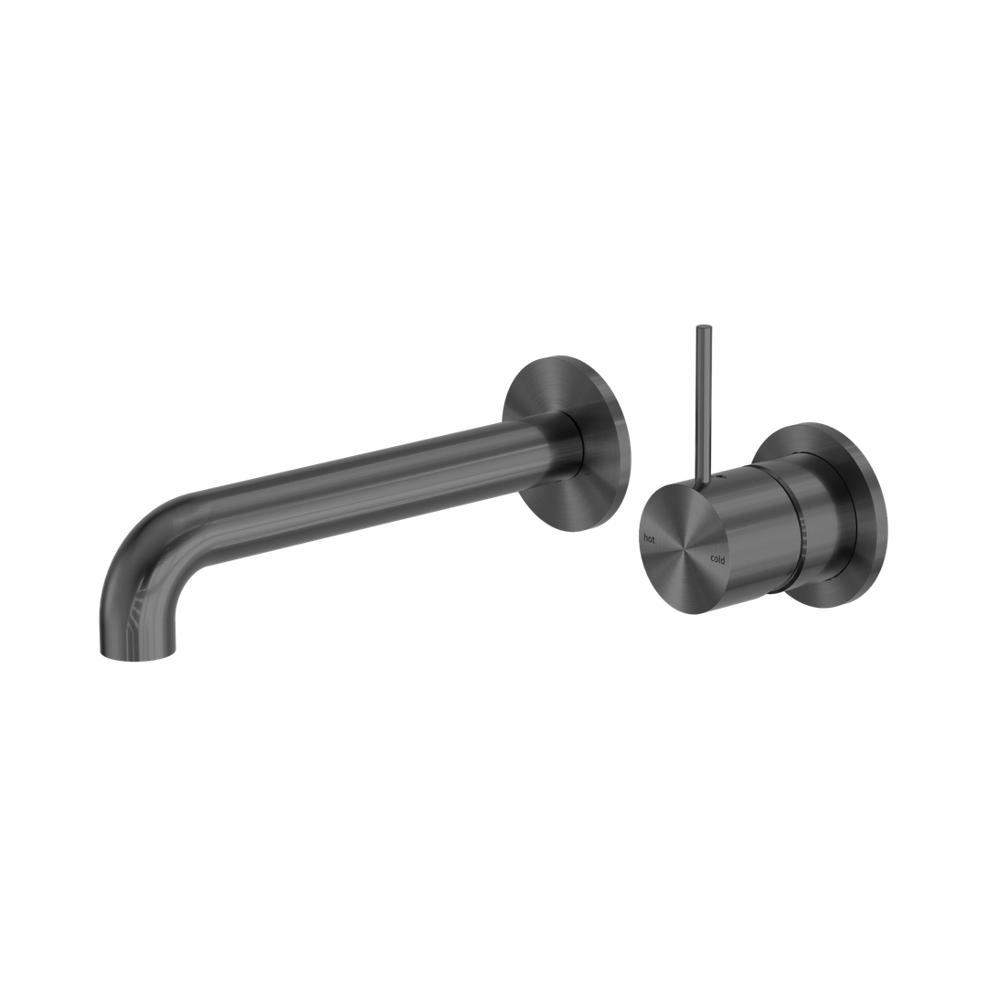 Nero Mecca Wall Basin/Bath Mixer Separate Back Plate Handle Up 260Mm - Gunmetal