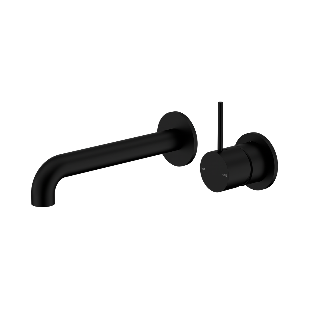 Nero Mecca Wall Basin/Bath Mixer Separate Back Plate Handle Up 260Mm - Matte Black