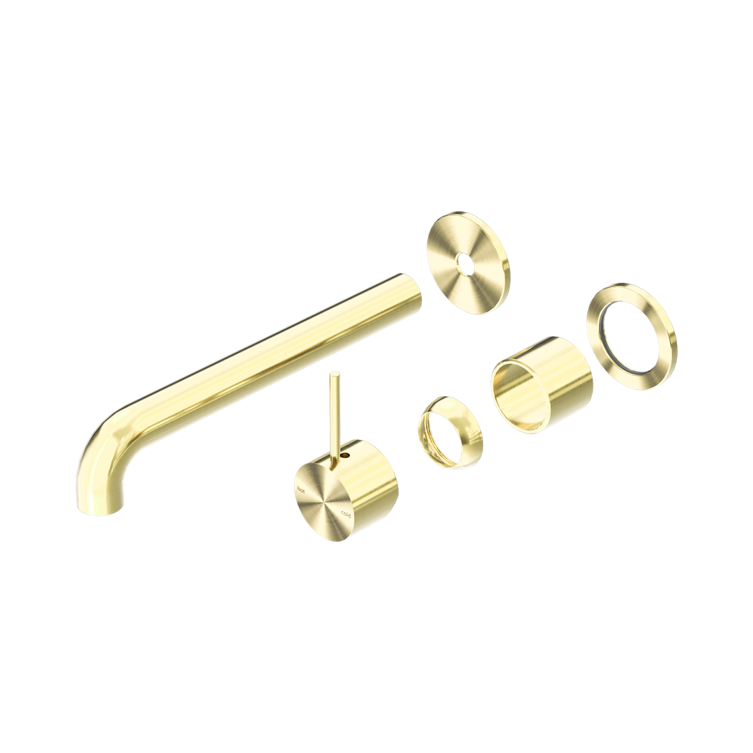 Nero Mecca Wall Basin/Bath Mixer Sep. Back Plate Handle Up 260Mm Trim Kit Only - Brushed Gold