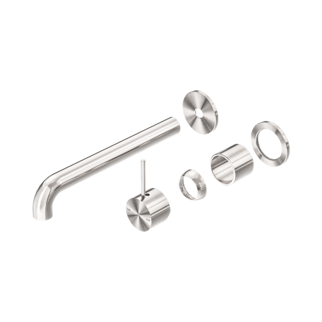 Nero Mecca Wall Basin/Bath Mixer Sep. Back Plate Handle Up 260Mm Trim Kit Only - Brushed Nickel