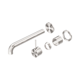 Nero Mecca Wall Basin/Bath Mixer Sep. Back Plate Handle Up 260Mm Trim Kit Only - Brushed Nickel