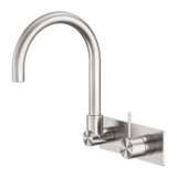 Nero Mecca Wall Basin/Bath Mixer Swivel Spout Handle Up - Brushed Nickel