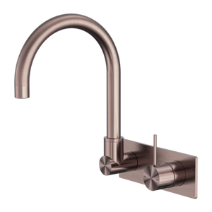 Nero Mecca Wall Basin/Bath Mixer Swivel Spout Handle Up - Brushed Bronze