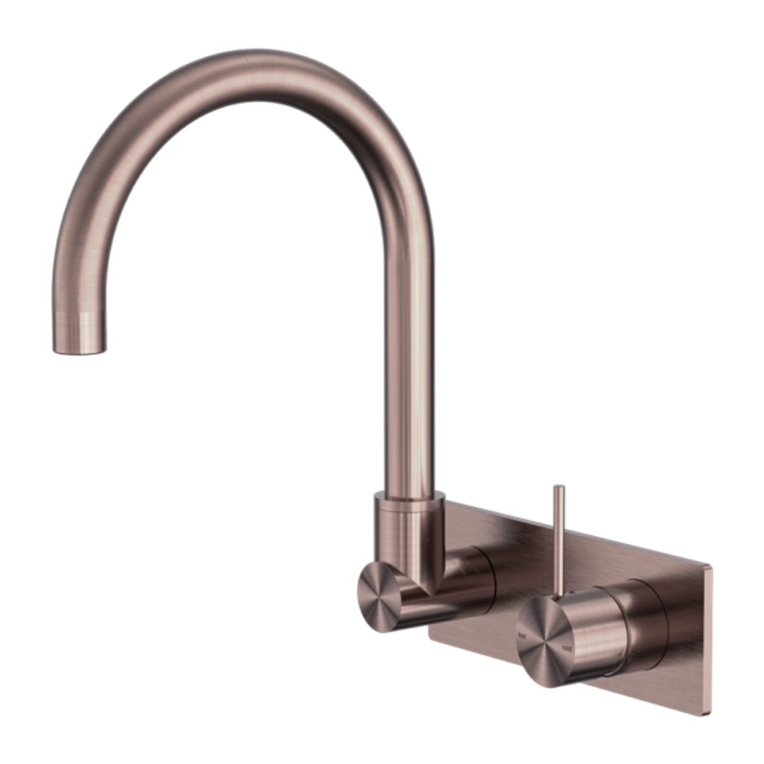 Nero Mecca Wall Basin/Bath Mixer Swivel Spout Handle Up - Brushed Bronze